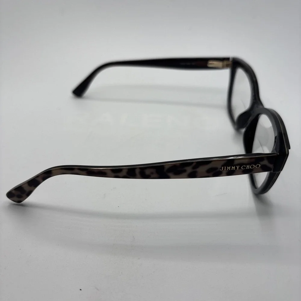 JIMMY CHOO JC146 PUE 53-15-140 EYEGLASSES BLACK/LEOPARD FULL RIM FRAME W/CASE